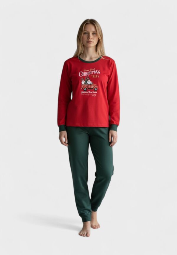 Γυναικεία Πιτζάμα Nina Club Christmas 100% Βαμβάκι – Κόκκινο/Πράσινο