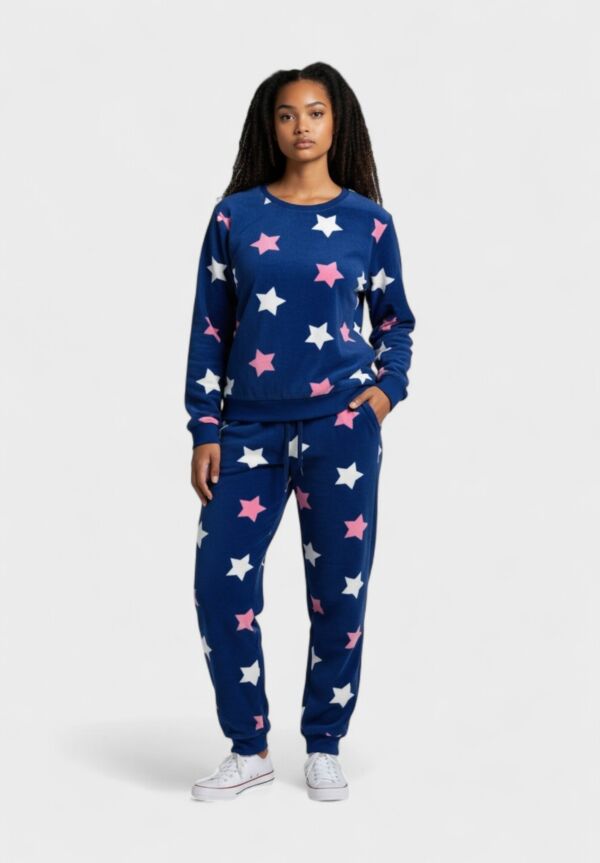 Γυναικεία Πιτζάμα Vienetta Fleece Μπλε με Αστέρια