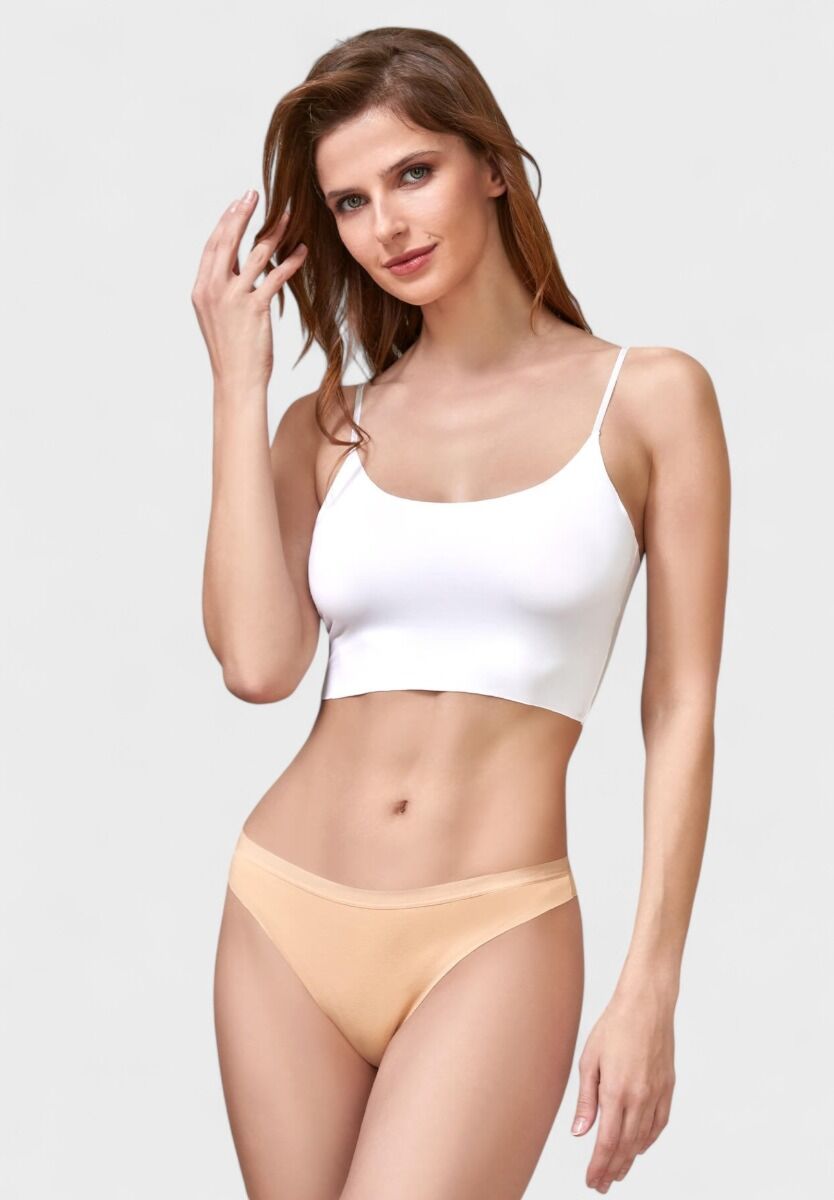 Brazil γυναικείο Berrak βαμβακερό με μαλακό λάστιχο Laser Cut Seamless Beige 3 Τεμ.