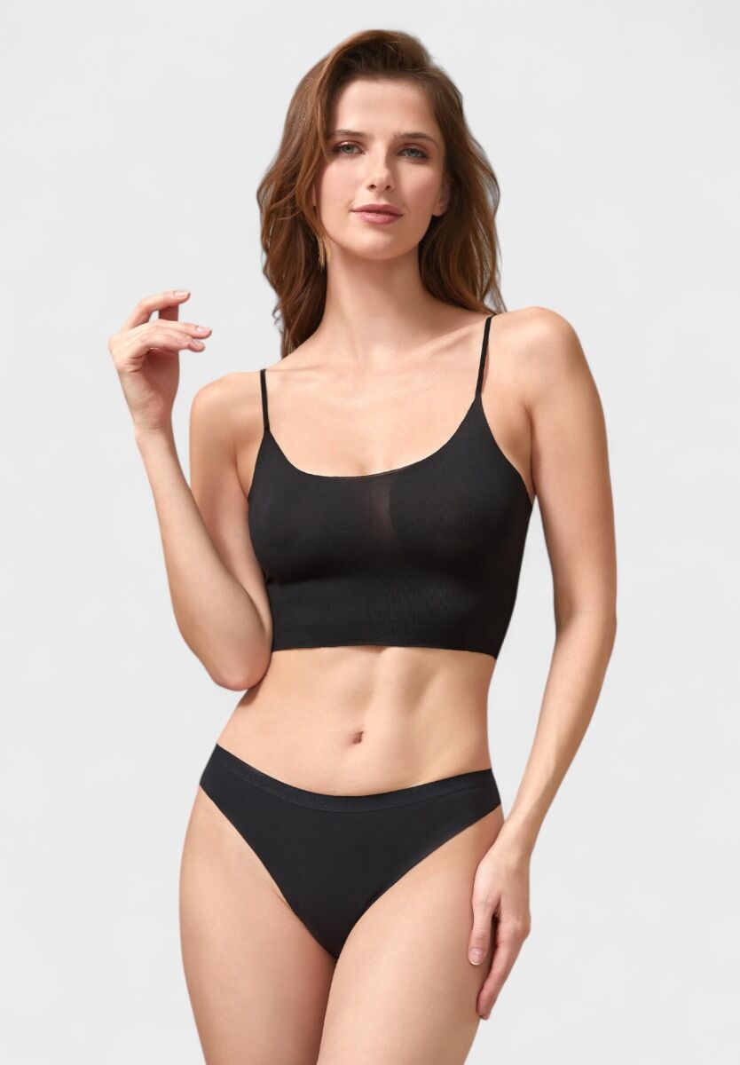 Brazil γυναικείο Berrak βαμβακερό με μαλακό λάστιχο Laser Cut Seamless Black 3 Τεμ.