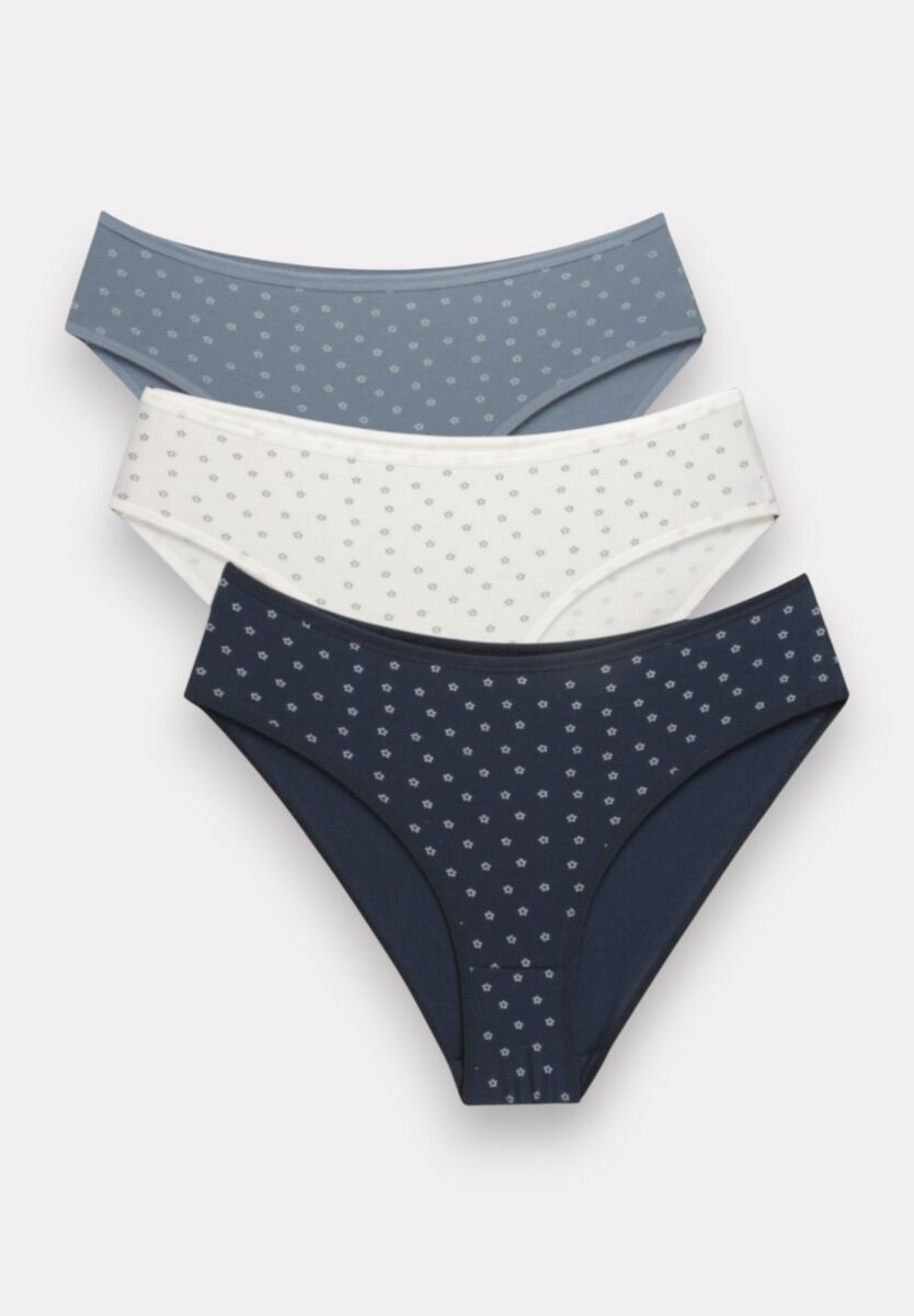 Σλιπ Bikini βαμβακερά ψηλόμεσα Flower Plus Size Berrak 3 Τεμ.