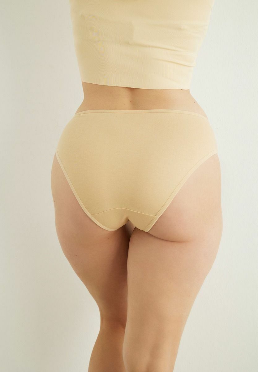 Σλιπ γυναικεία ψηλόμεσα με δαντέλα Cyra Beige 5 Τεμ.
