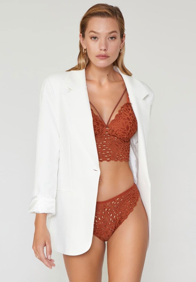 Σετ Bralette - Brazil Δαντελένια Liona Terracotta 