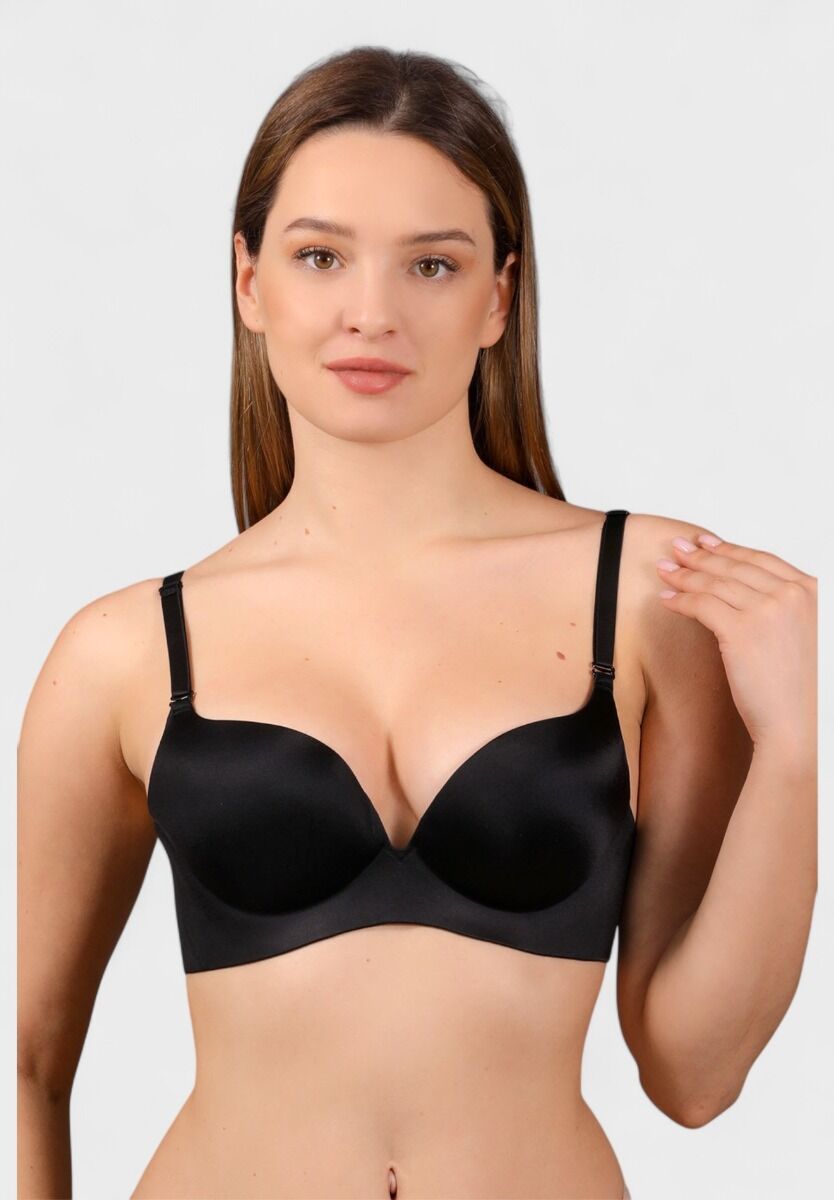Γυναικείο push-up σουτιέν New Bra μαύρο με αποσπώμενες τιράντες – B cup

