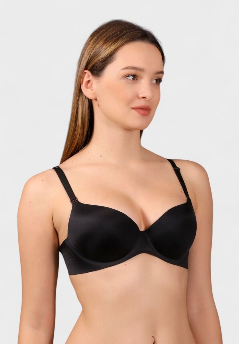 Γυναικείο push-up σουτιέν New Bra μαύρο με αποσπώμενες τιράντες – B cup