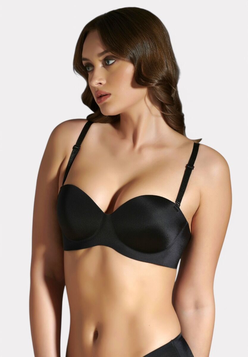 Seamless Push-Up σουτιέν New Bra σε μαύρο χρώμα με ενίσχυση και λεπτές τιράντες

