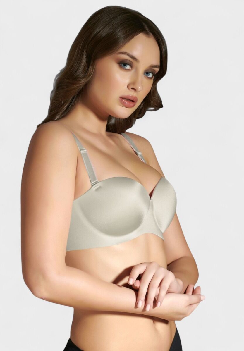 Seamless Push-Up σουτιέν New Bra σε εκρου χρώμα με ενίσχυση και λεπτές τιράντες
