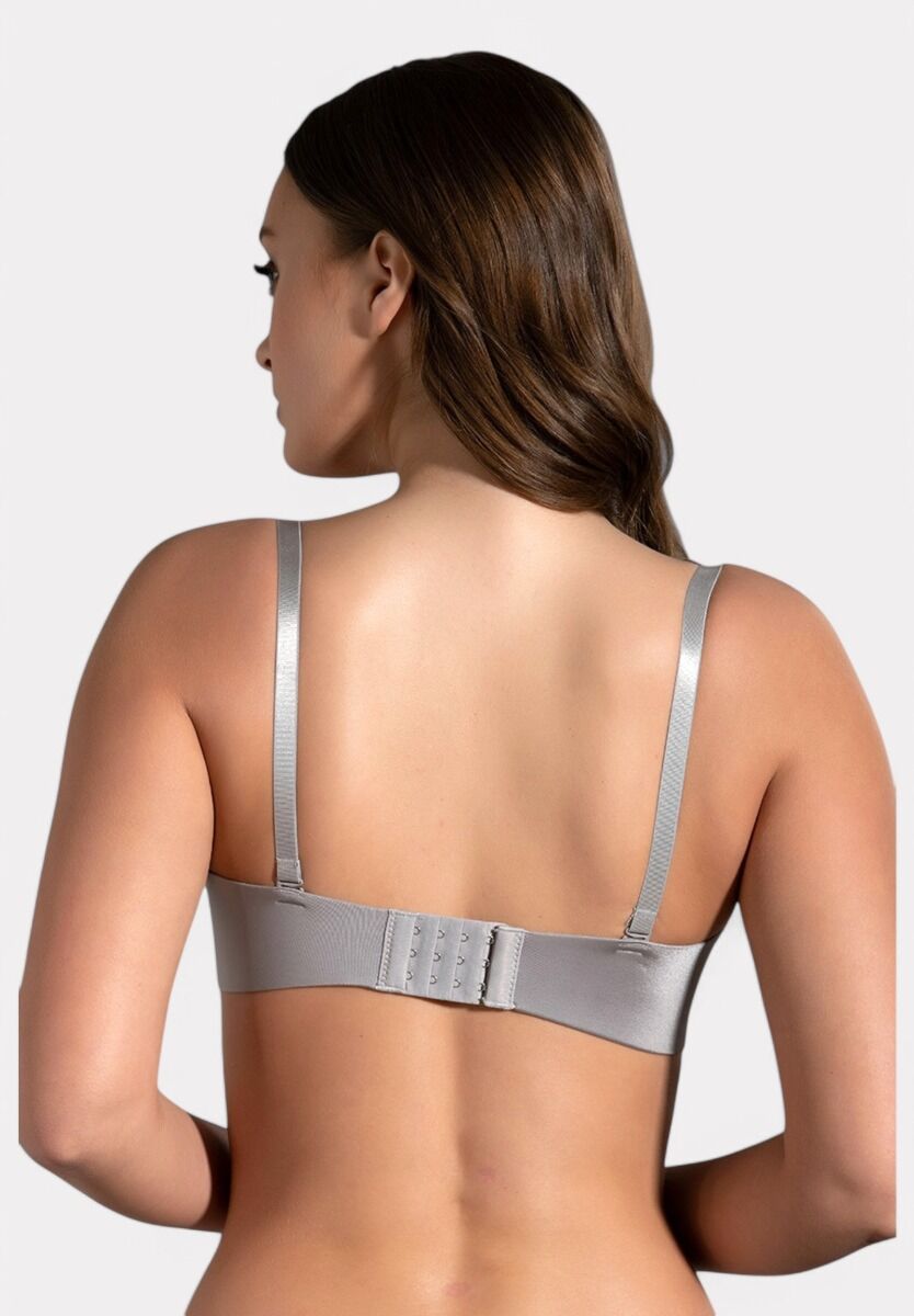 Seamless Push-Up σουτιέν New Bra σε γκρι χρώμα με ενίσχυση και λεπτές τιράντες