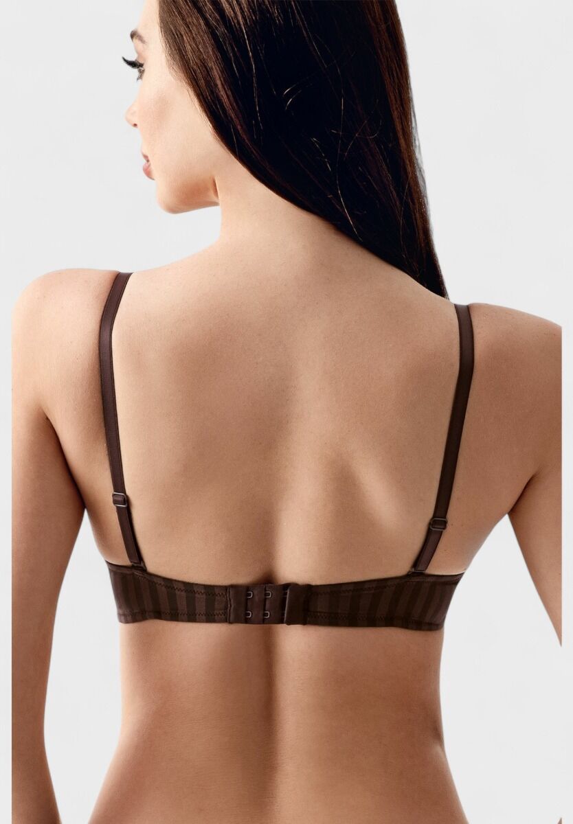 Double Push-Up B Cup New Bra καφέ – Σουτιέν με διπλή ενίσχυση και ριγέ σχέδιο

