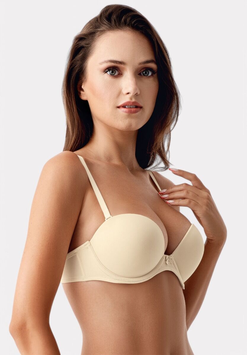 Strapless Σουτιέν New Bra Double Push-Up B Cup Μπεζ – Απόλυτο Κράτημα & Ανόρθωση