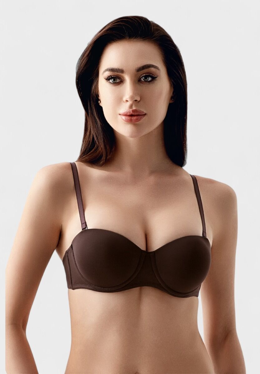 Σουτιέν strapless χωρίς ενίσχυση New Bra σε καφέ χρώμα B Cup