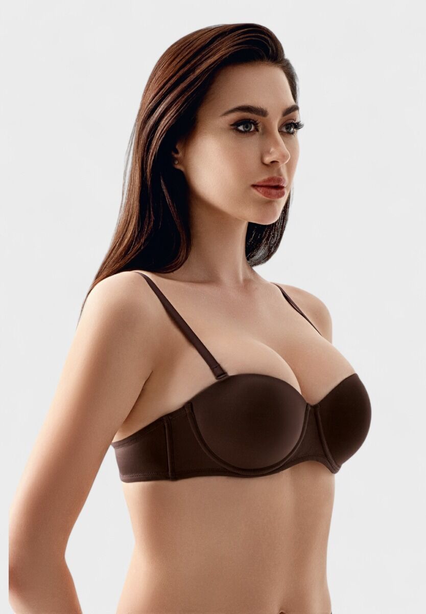 Σουτιέν strapless χωρίς ενίσχυση New Bra σε καφέ χρώμα B Cup