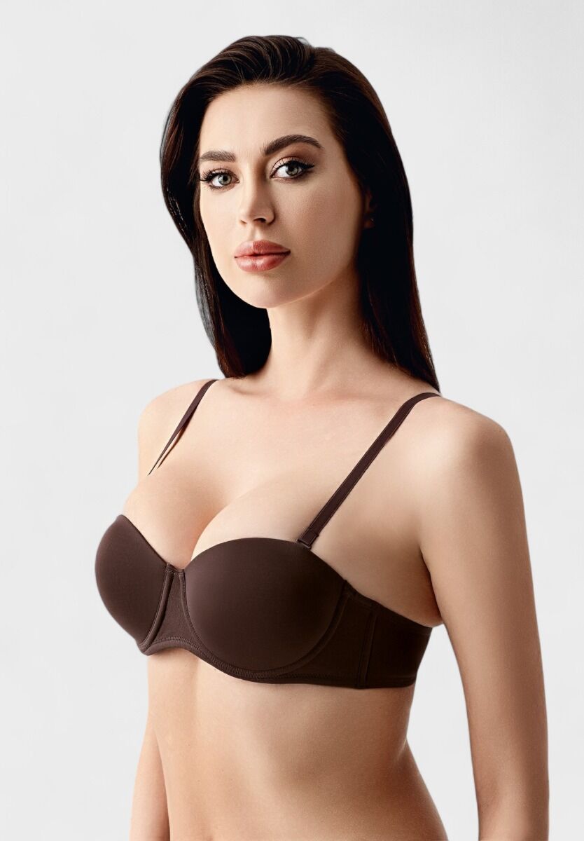 Σουτιέν strapless χωρίς ενίσχυση New Bra σε καφέ χρώμα B Cup