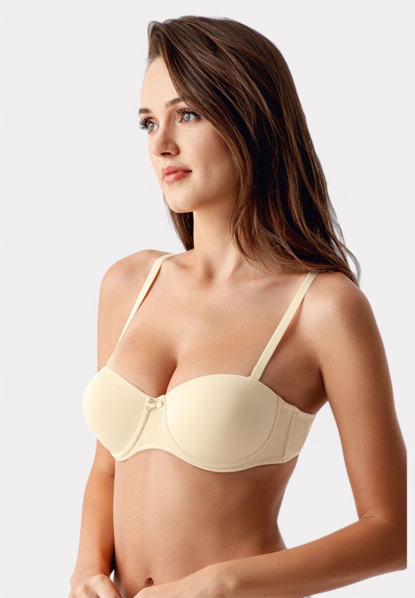 Σουτιέν New Bra Strapless Double Push Up - B Cup Μπεζ