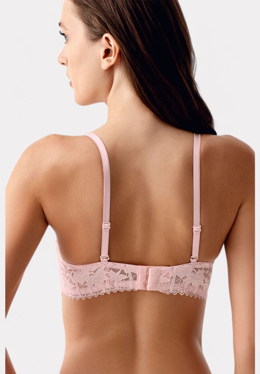 New Bra Strapless Σουτιέν με Δαντέλα & Ελαφριά Ενίσχυση Pink- B Cup
