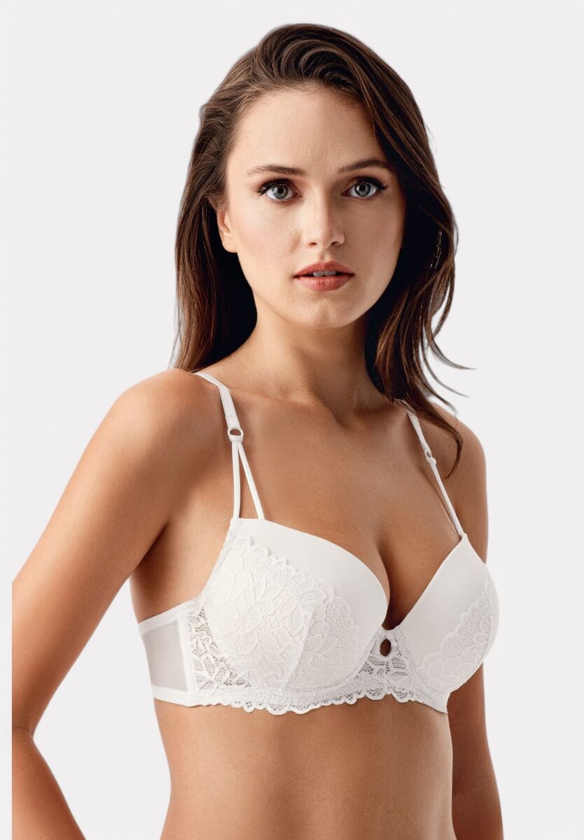 New Bra Push-Up Σουτιέν με Δαντέλα – B Cup Λευκό