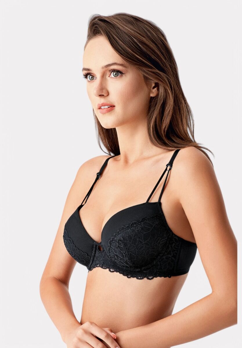 New Bra Push-Up Σουτιέν με Δαντέλα – B Cup Μαύρο