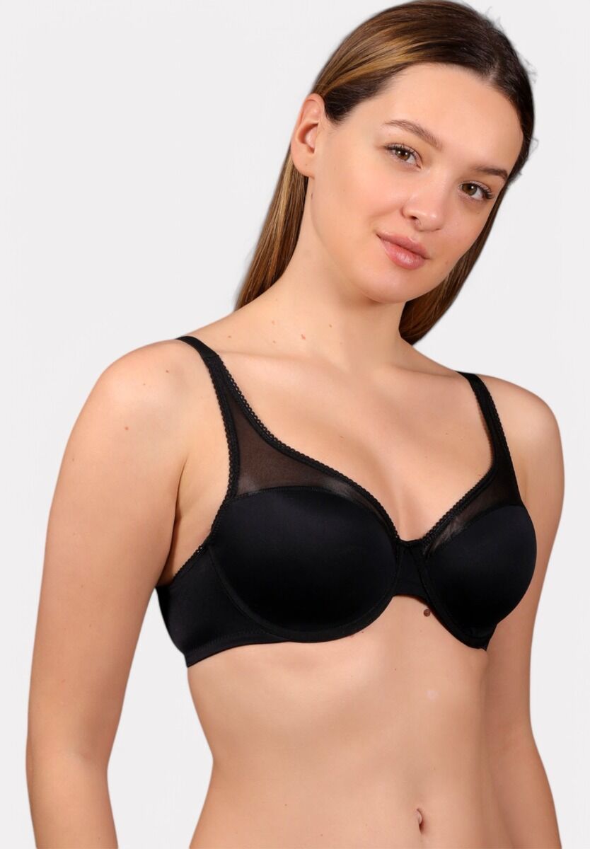 New Bra Μαύρο σουτιέν C cup με διαφανές ύφασμα και μπανέλα