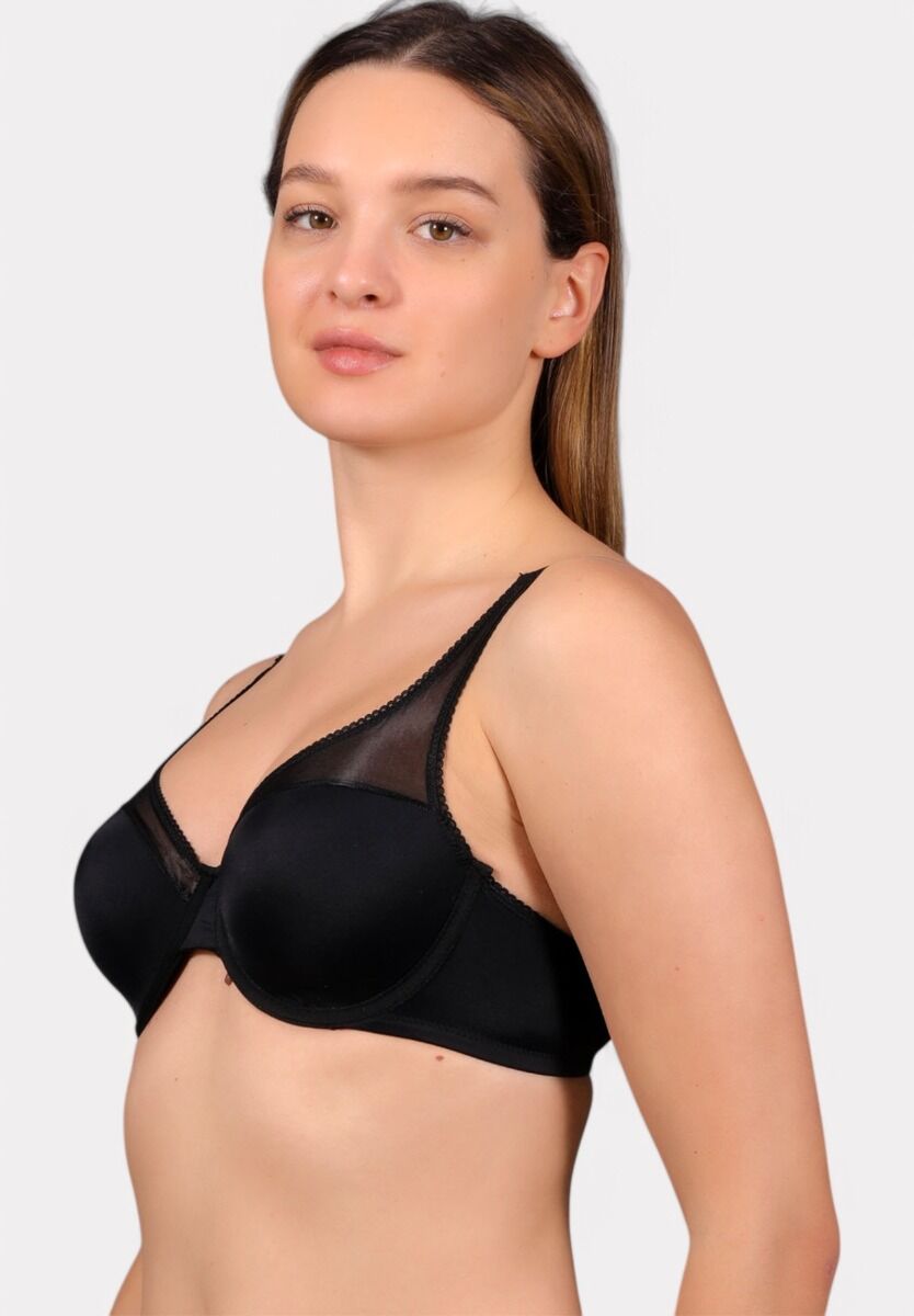 New Bra Μαύρο σουτιέν C cup με διαφανές ύφασμα και μπανέλα