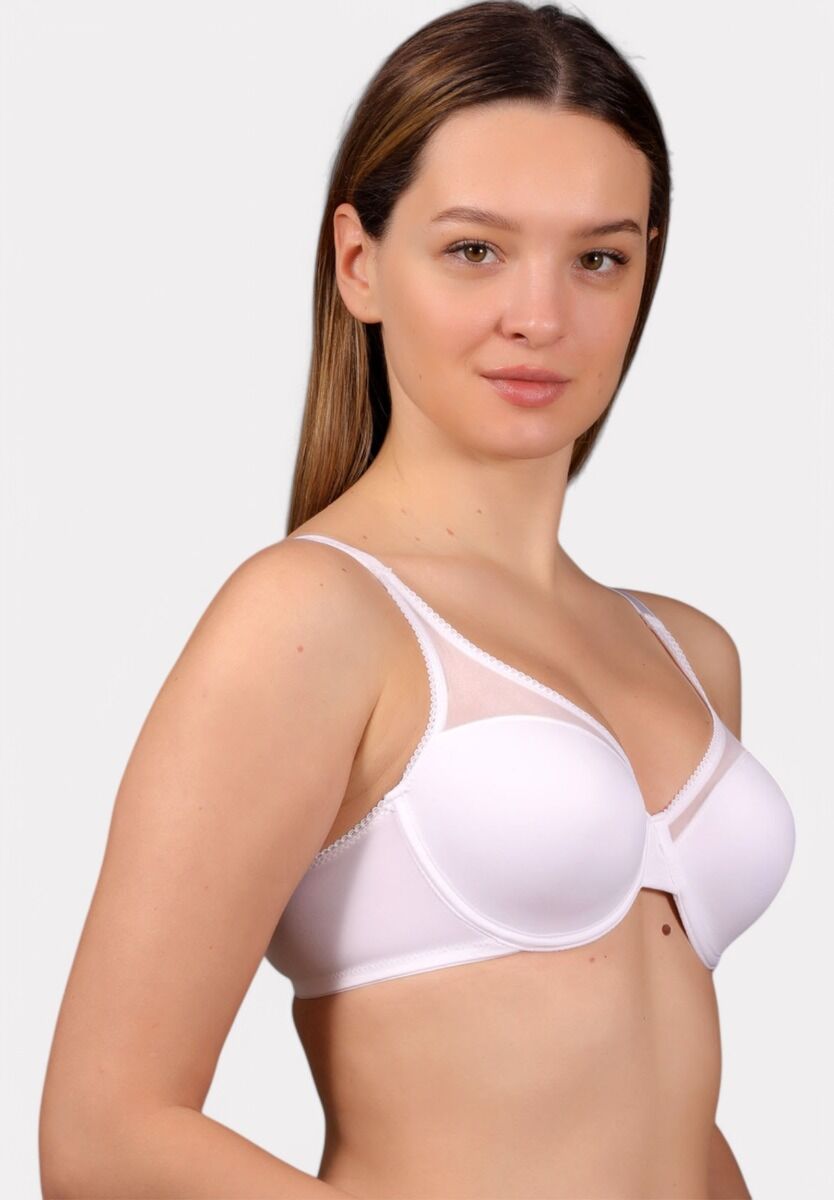 New Bra Λευκό σουτιέν C cup με διαφανές ύφασμα και μπανέλα
