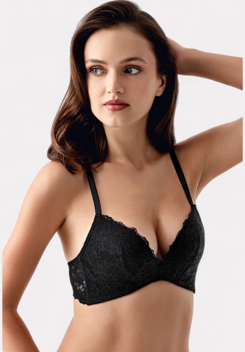 Γυναικείο σουτιέν Push-Up New Bra – μαύρο, πλευρική όψη


