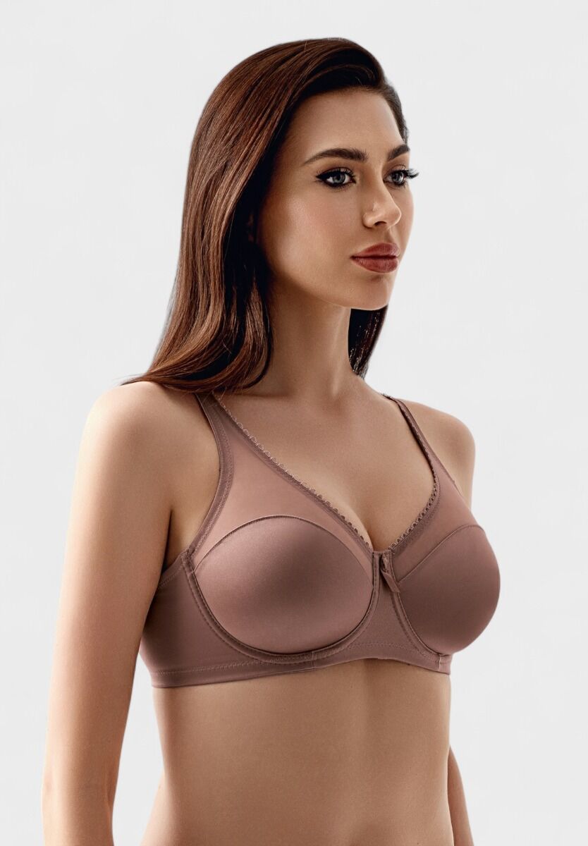 Γυναικείο minimizer σουτιέν dusty pink με μπανέλα και τούλι
