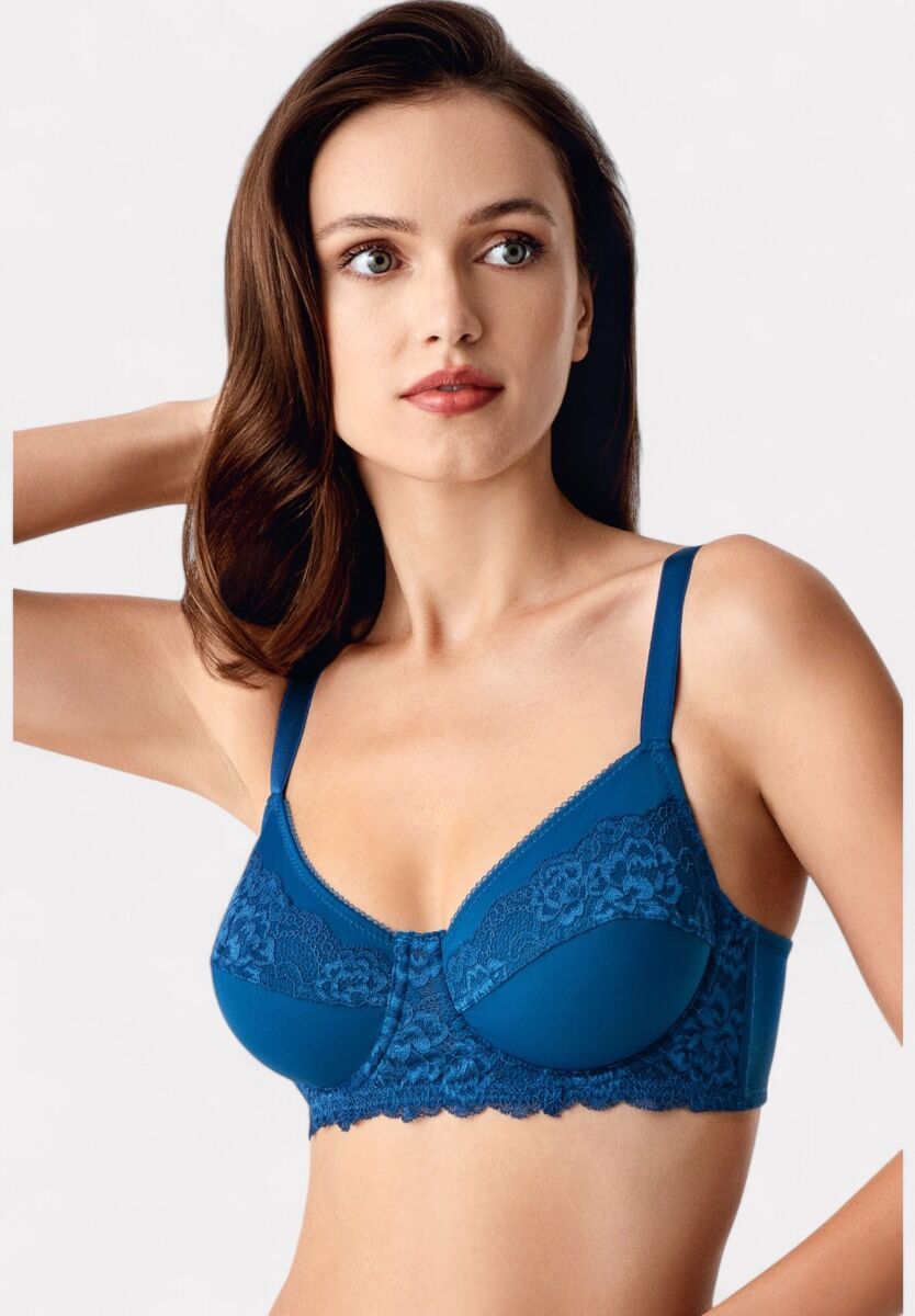 New Bra Σουτιέν Χωρίς Ενίσχυση με Μπανέλα & Δαντέλα Πετρολ