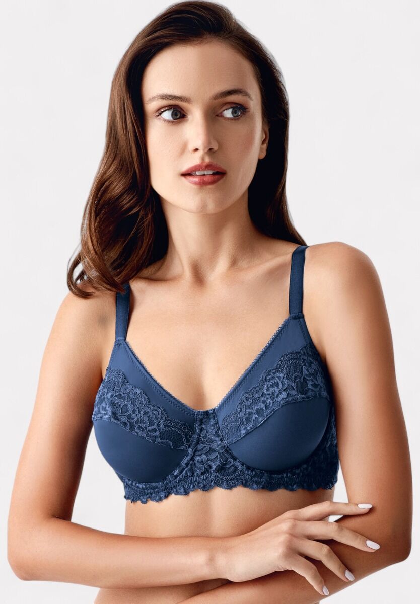 New Bra Σουτιέν Χωρίς Ενίσχυση με Μπανέλα & Δαντέλα Μπλέ