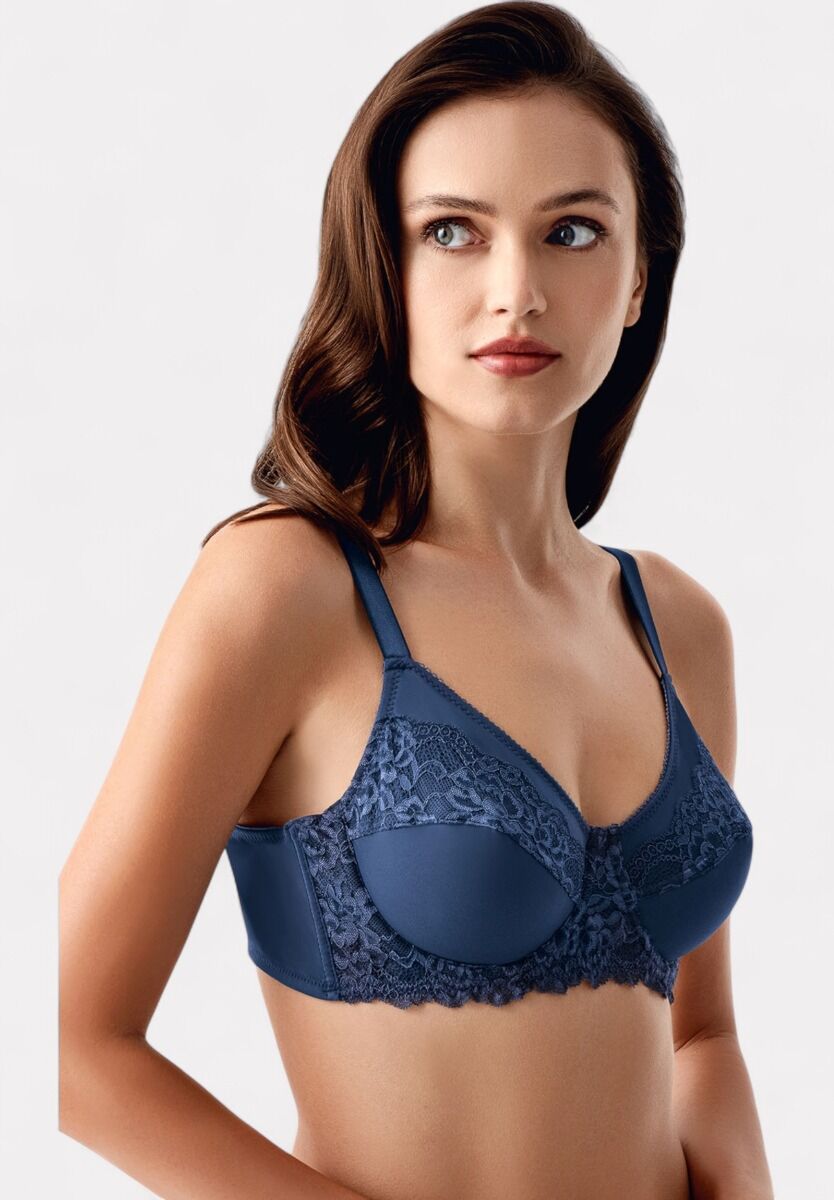 New Bra Σουτιέν Χωρίς Ενίσχυση με Μπανέλα & Δαντέλα Μπλέ