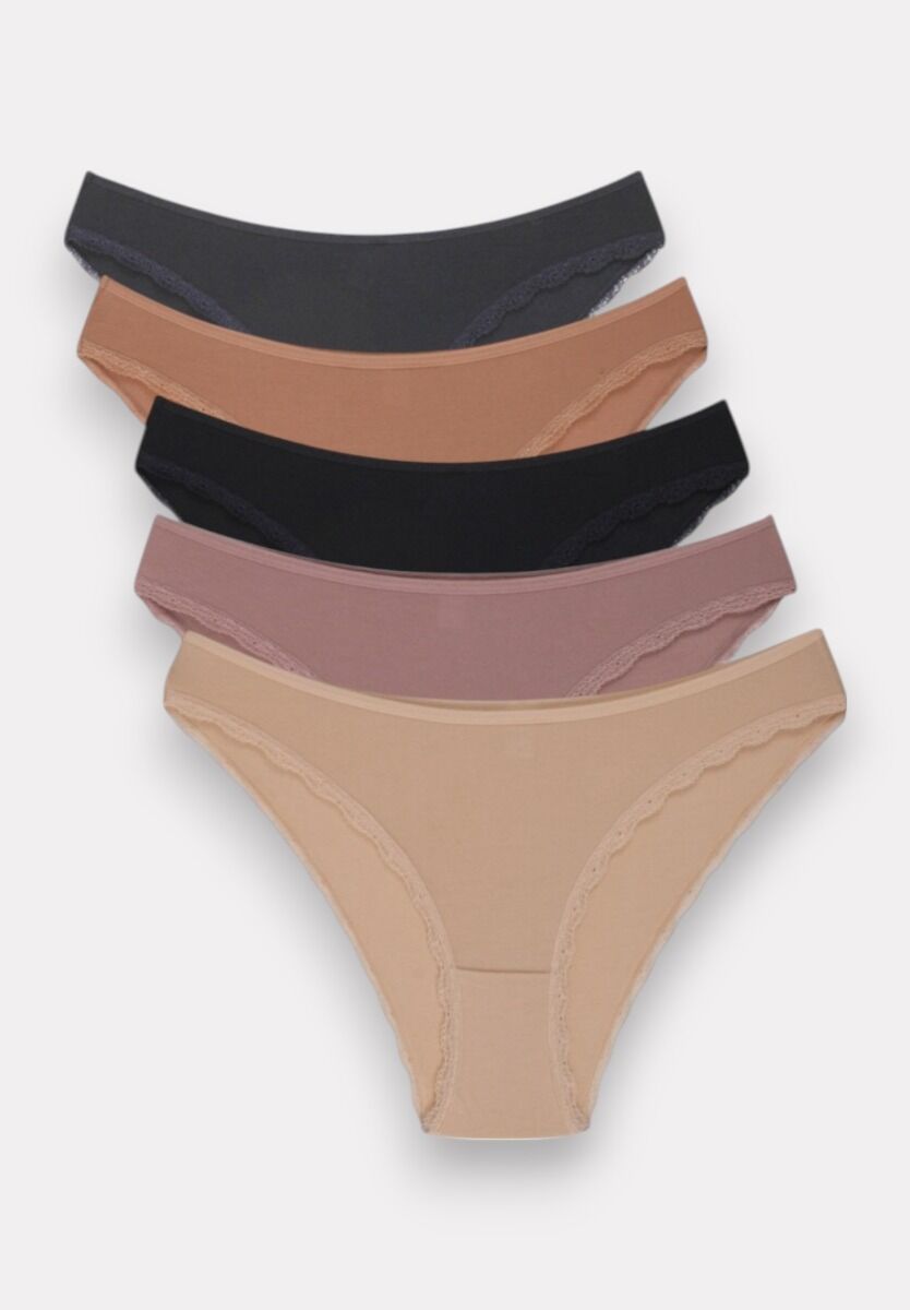 Slip Bikini με δαντέλα ψηλόμεσα Sexen Lia Colors 5 Tεμ.