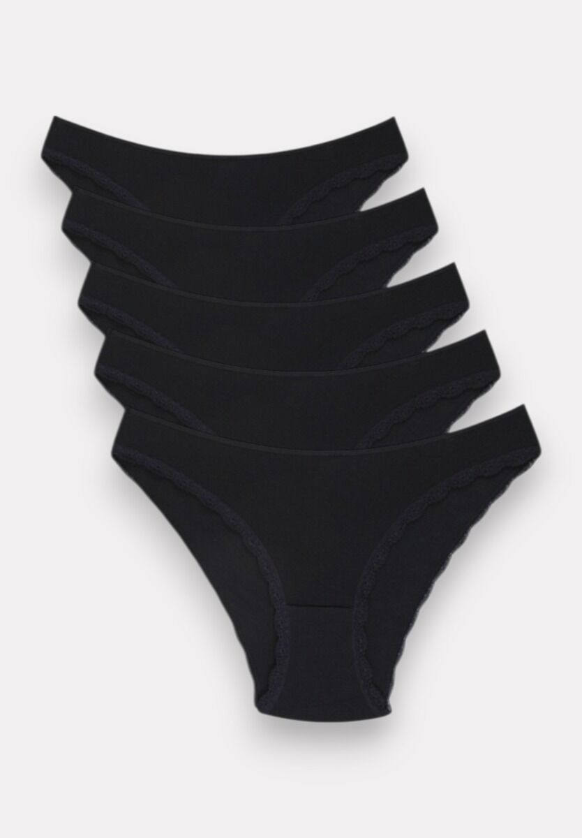 Slip Bikini με δαντέλα ψηλόμεσα Sexen Lia Black 5 Tεμ.