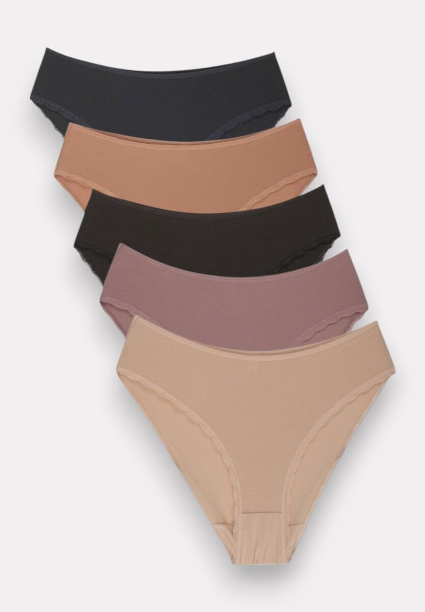 Slip Ψηλόμεσο  2/4 με δαντέλα στο πλάι Pamela Colors Sexen 5 Τεμ.