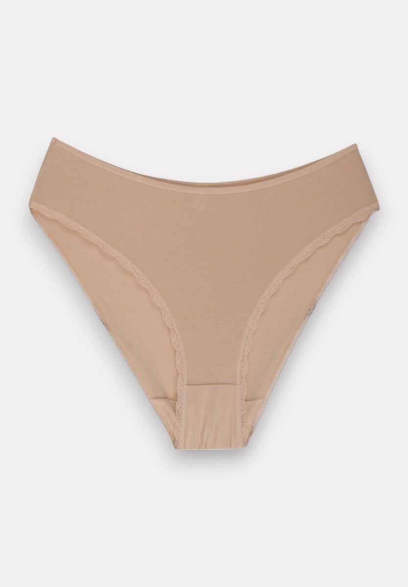 Slip Ψηλόμεσο  2/4 με δαντέλα στο πλάι Pamela Beige Sexen 5 Τεμ.