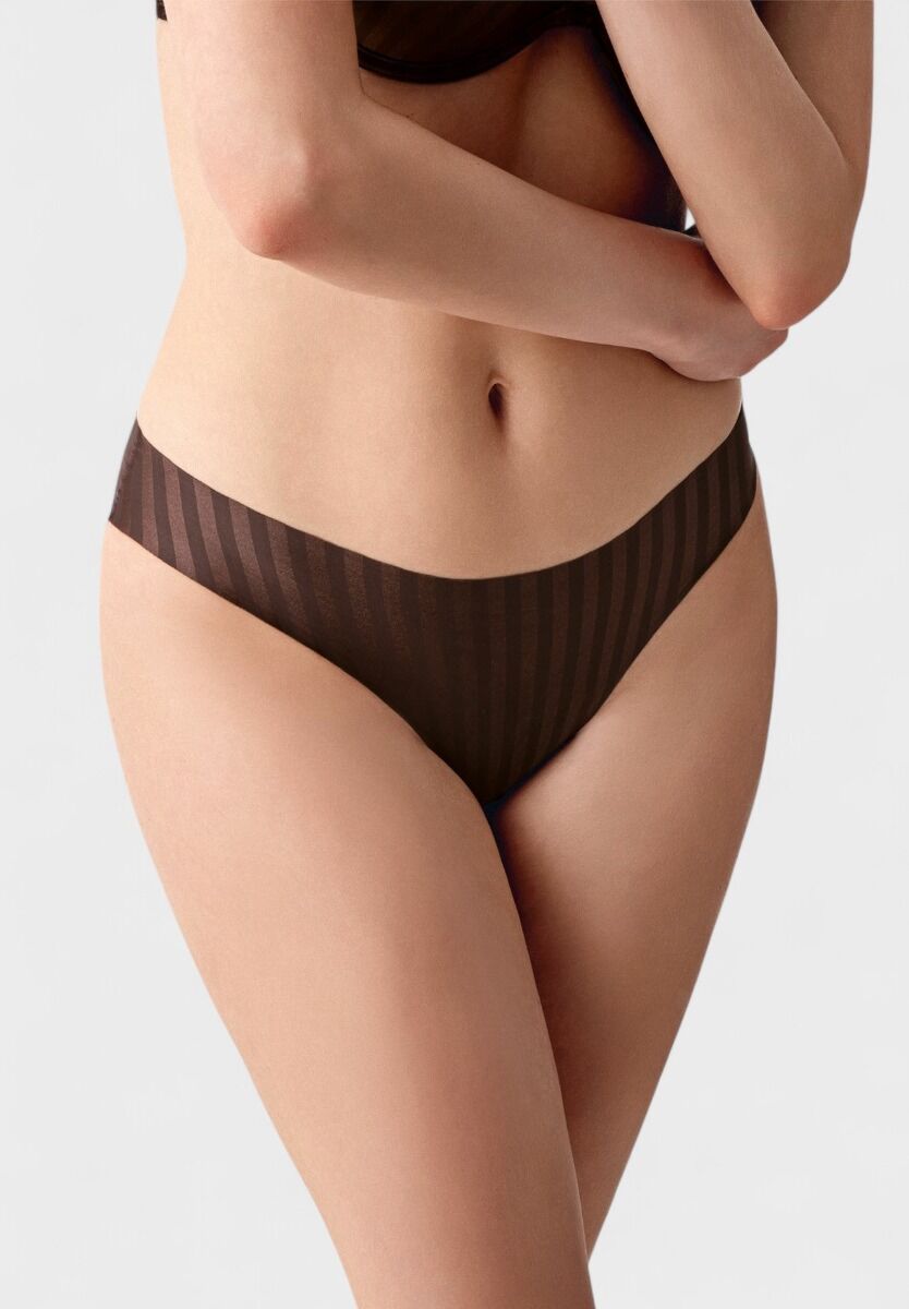 Γυναικείο εσώρουχο New Bra seamless σε καφέ χρώμα με ριγέ υφή

