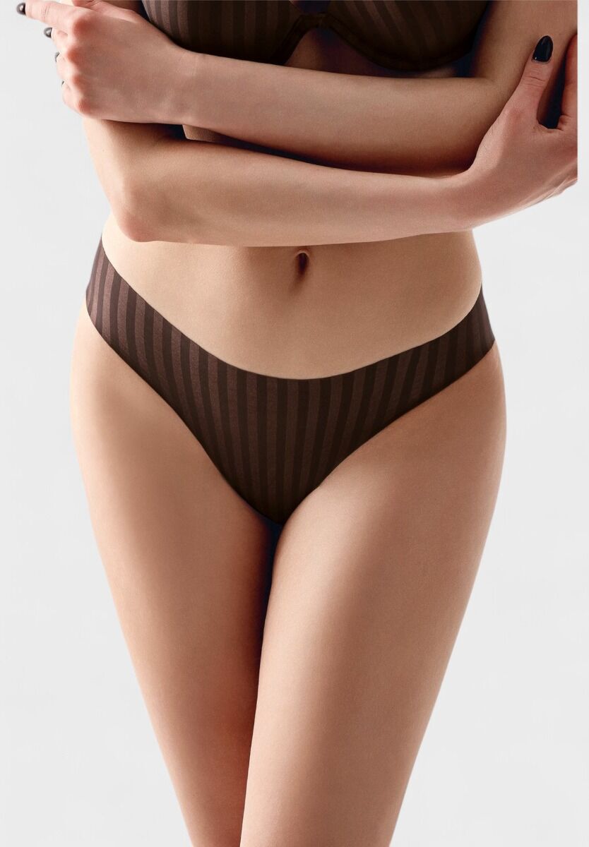 Γυναικείο εσώρουχο New Bra seamless σε καφέ χρώμα με ριγέ υφή

