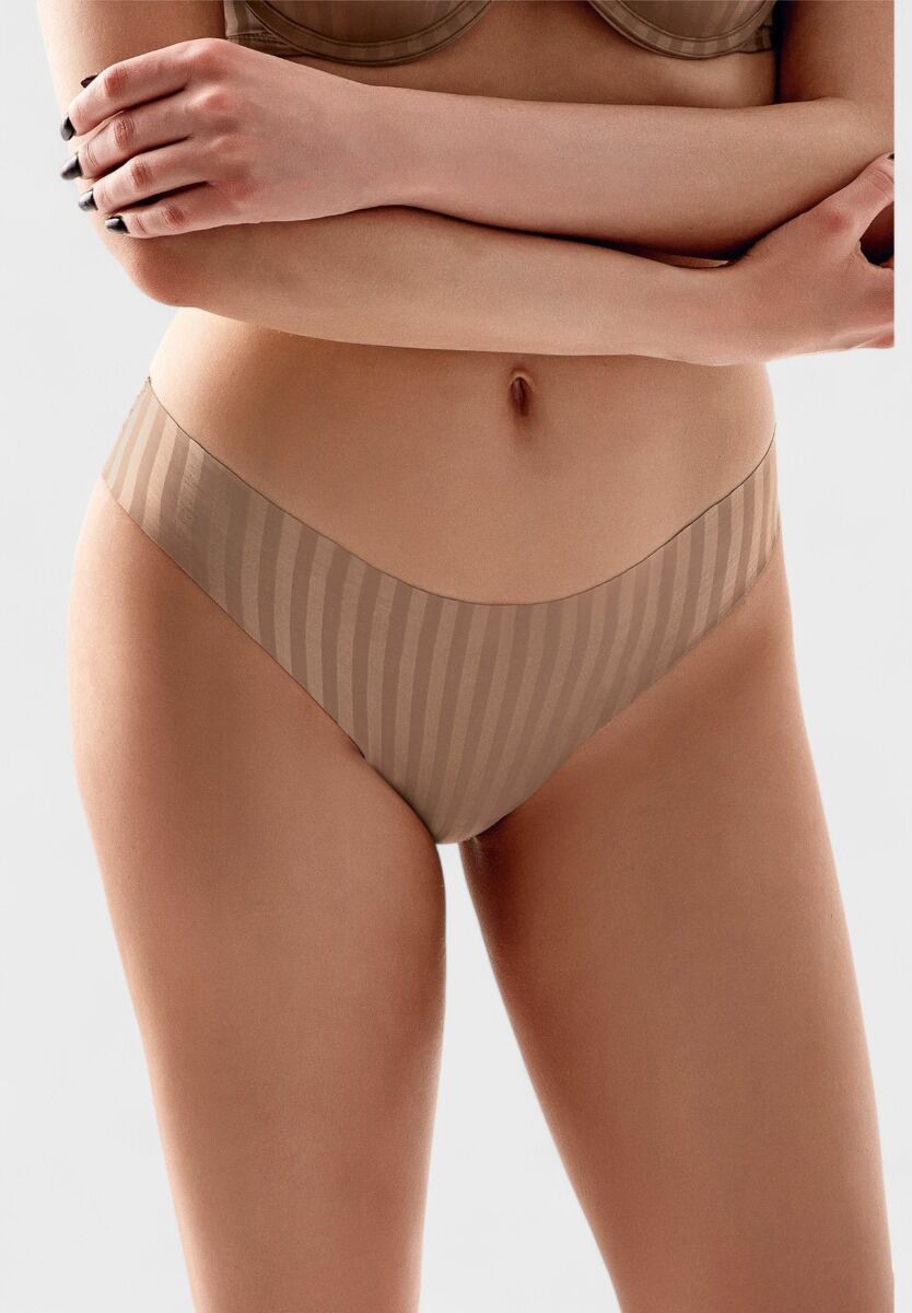 Γυναικείο εσώρουχο New Bra seamless capucino με ριγέ σχέδιο και βαμβακερό καβάλο

