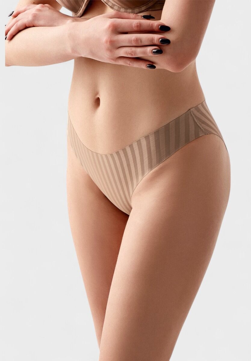 Γυναικείο εσώρουχο New Bra seamless capucino με ριγέ σχέδιο και βαμβακερό καβάλο