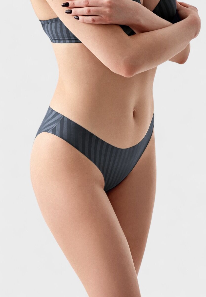 Γυναικείο σλιπ New Bra Seamless σε ανθρακί χρώμα με ρίγες

