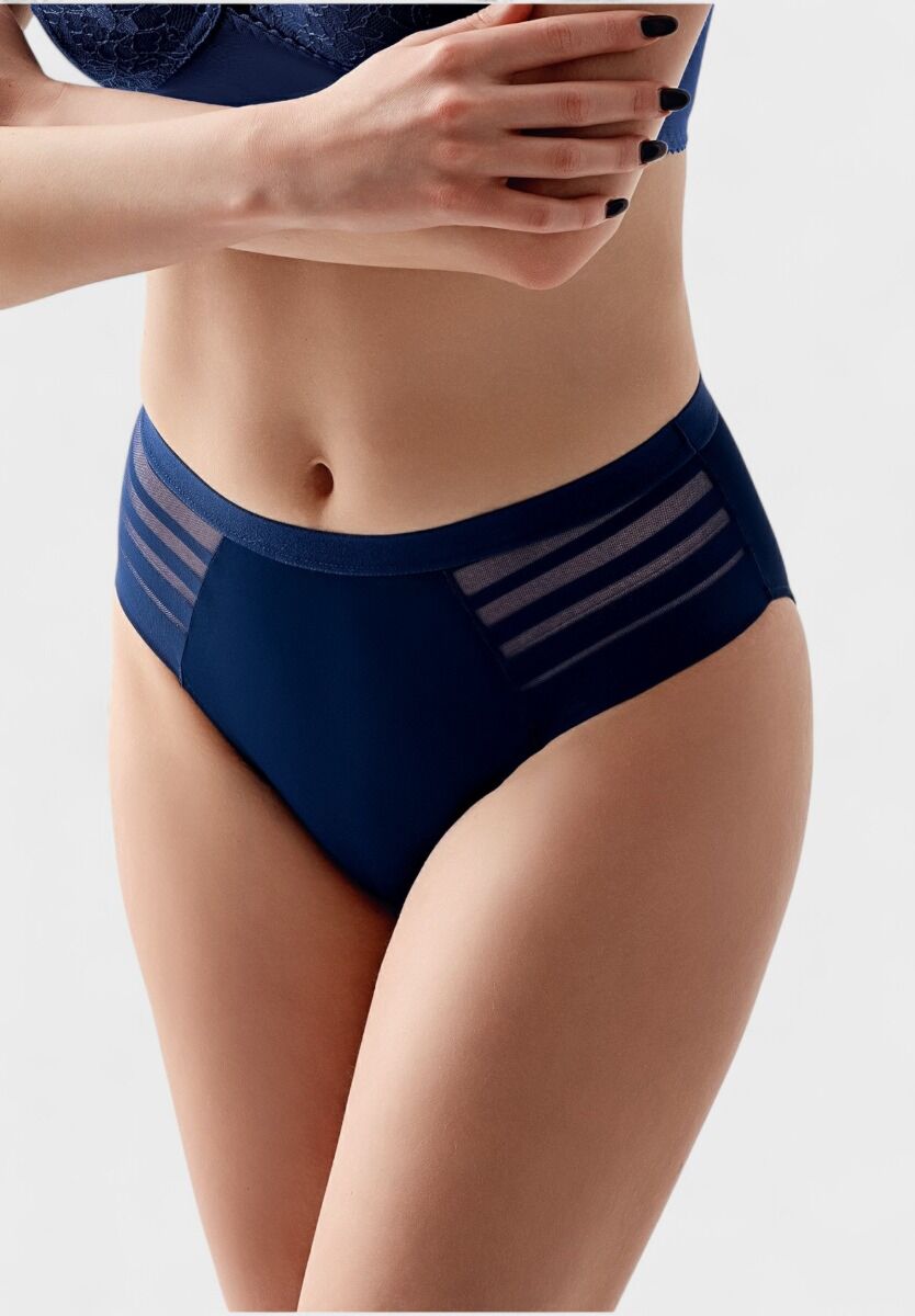 Slip γυναικείο ψηλόμεσο μπλε με λεπτομέρειες Laser Cut New Bra

