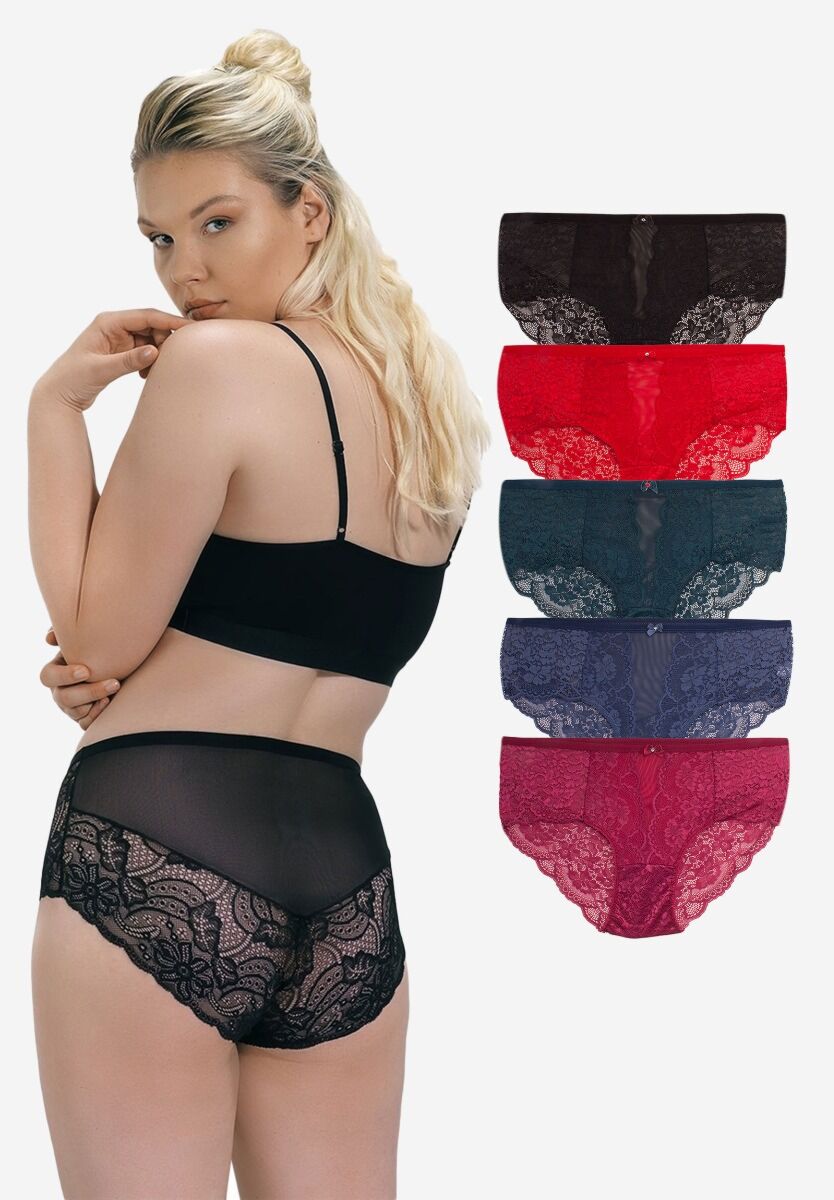 Σλιπ Plus Size με δαντέλα Cottonhill Eliot 5 Τεμ.