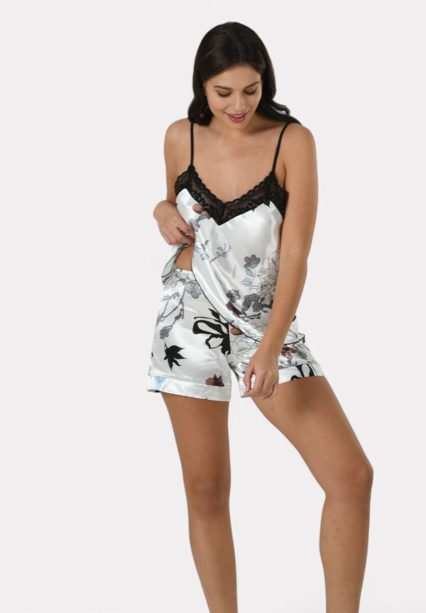 Babydoll Satin Moongirl Black & White Passion