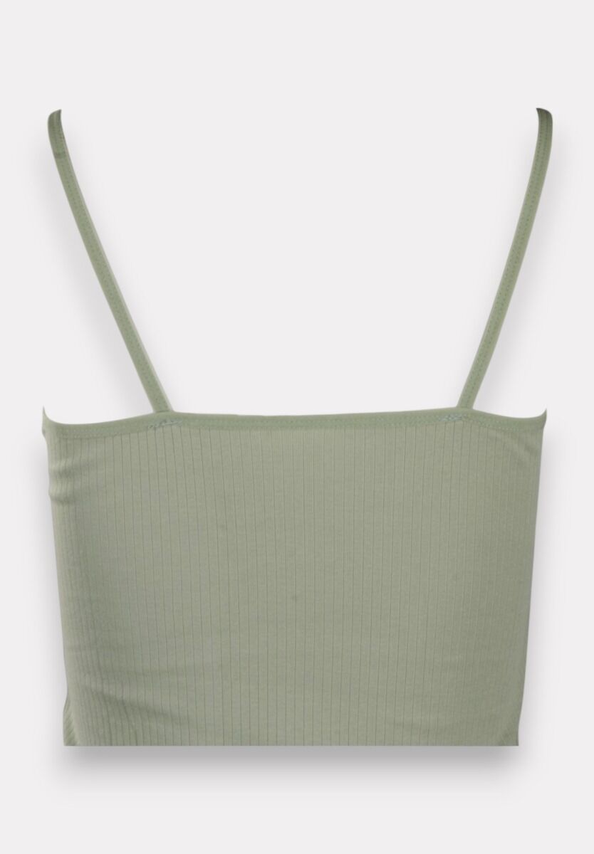 Φανελάκι γυναικείο βαμβακερό Soft Rib με δαντέλα Kota Light Green