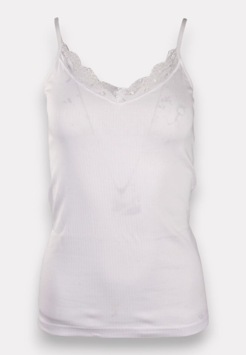 Φανελάκι γυναικείο βαμβακερό Soft Rib με δαντέλα Kota White