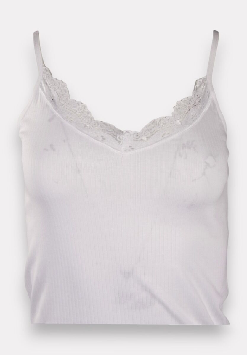 Φανελάκι γυναικείο βαμβακερό Soft Rib με δαντέλα Kota White