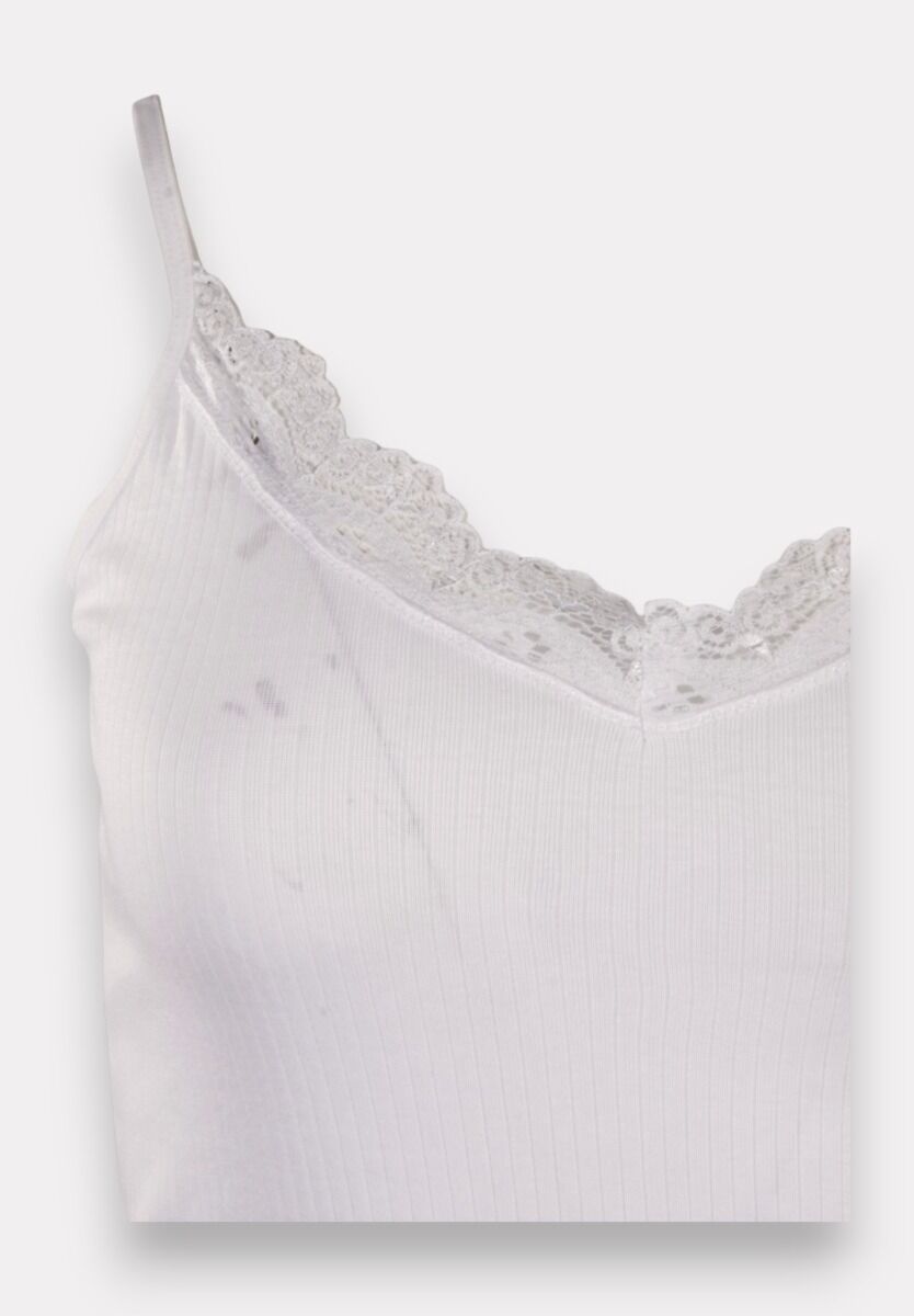 Φανελάκι γυναικείο βαμβακερό Soft Rib με δαντέλα Kota White
