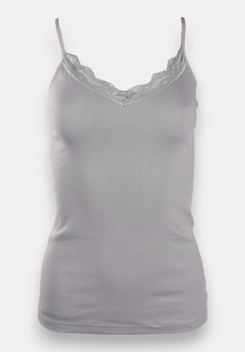 Φανελάκι γυναικείο βαμβακερό Soft Rib με δαντέλα Kota Light Blue