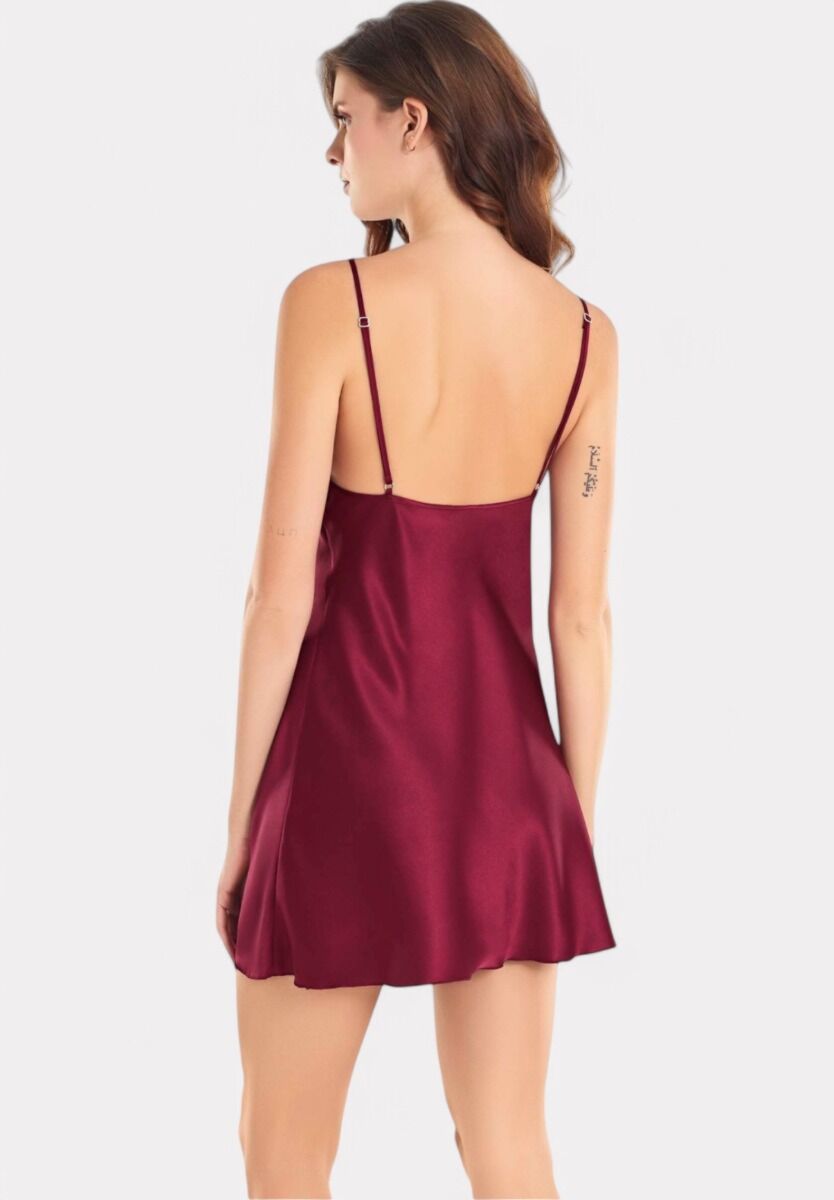 Σετ Ρόμπα - Νυχτικό Lingerie Satin Moongirl Wine