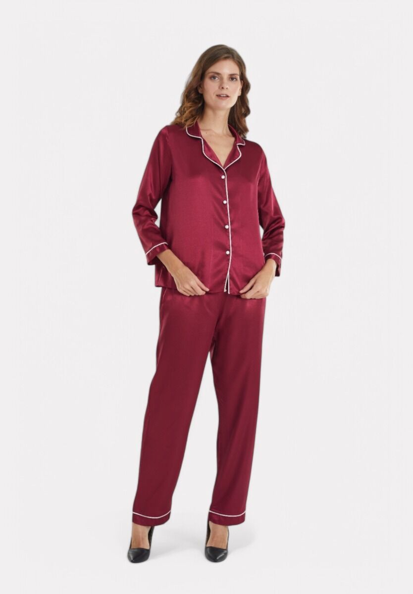 Πιτζάμα γυναικεία Satin Moongirl Elegant Dark Red