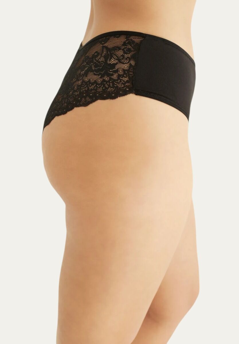 Brazil Slip με δαντέλα ψηλοκάβαλα Sexen Elsa Black 5 Tεμ.