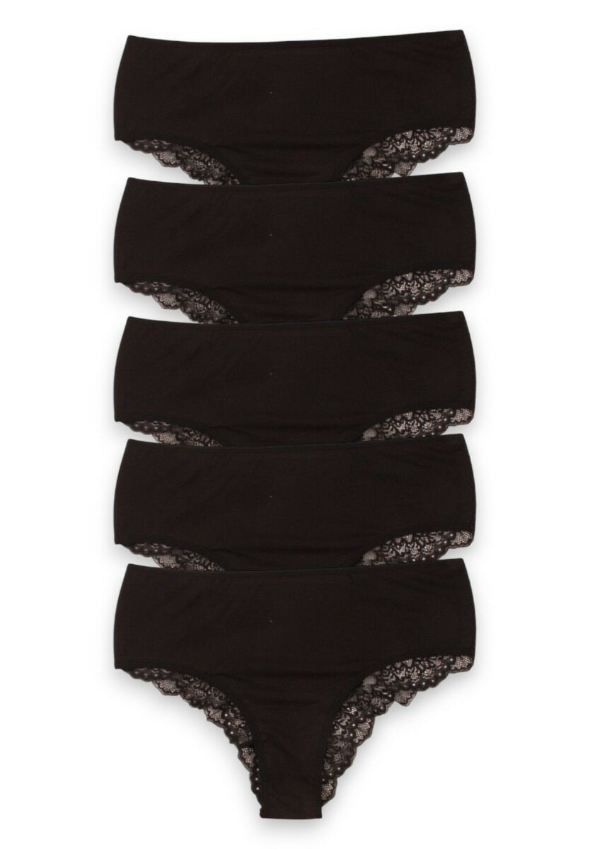 Brazil Slip με δαντέλα ψηλοκάβαλα Sexen Elsa Black 5 Tεμ.